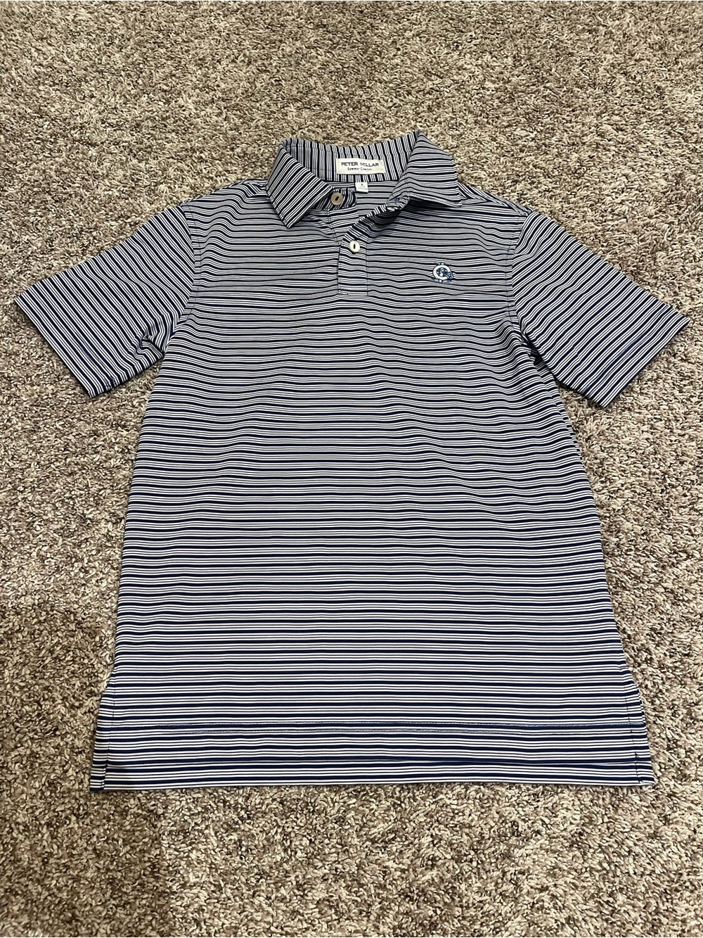 Peter Millar Stripe Stretch Jersey Polo Boys Youth Size Small 7-8
